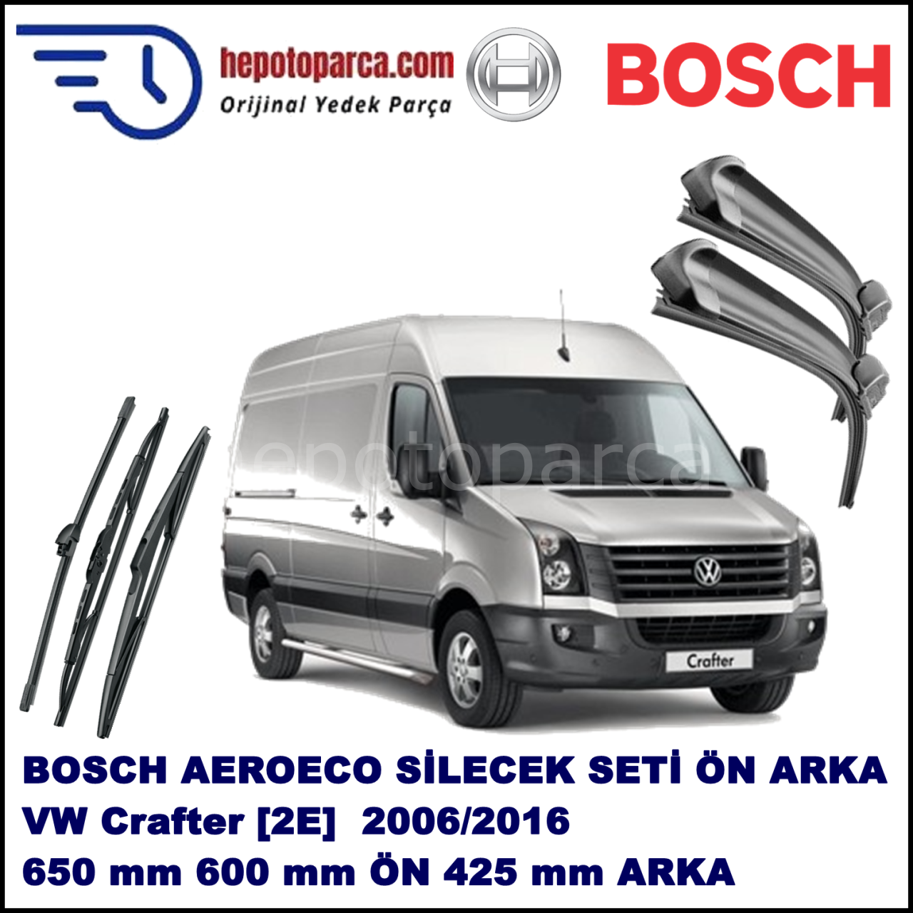 VW Crafter [2E] 04,2006-,,, Bosch Aeroeco Ön ve Arka Silecek Takımı