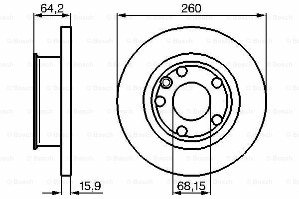 Fren Diski, Ön, [260 / 16-13 mm]VW (VOLKSWAGEN) California T4 2.0 ( 09.1990 - 06.2003 ); California T4 2.4 Diesel ( 09.1990 - 05.1998 ); Caravelle T4 2.0 ( 09.1990 - 06.2003 ); Multivan T4 2.0 ( 09.1990 - 06.2003 ); Caravelle T4 2.4 Diesel ( 09.199 V