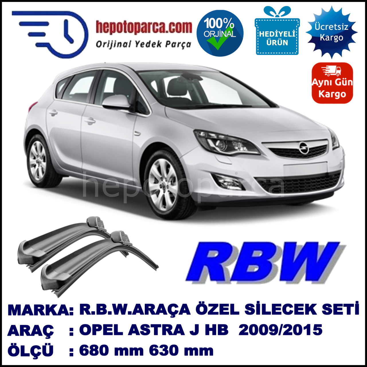 OPEL ASTRA J HB SEDAN MUZ SİLECEK TAKIMI RBW ARACA ÖZEL (2009-2015)