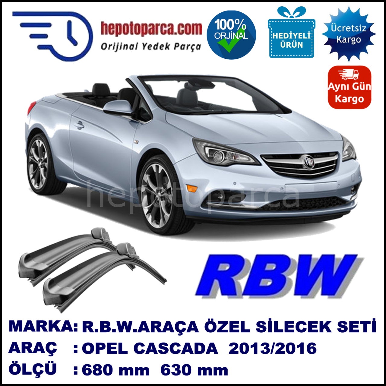 OPEL CASCADA MUZ SİLECEK TAKIMI RBW ARACA ÖZEL (2013→)