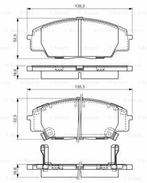 Disk Balata - Ön - [WVA 23178] - [135,3x52,5x16,6/ Civic 2.0 Type R Hatchback 200701 - 201112; S2000 2.0 16V 199904 - 200906; S2000 2.0i 199904 - 200511 HON 45022SMTE00; HON 450