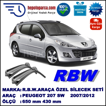 PEUGEOT 207 CC/SW MUZ SİLECEK TAKIMI RBW ARACA ÖZEL (2007-2012)