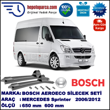 MERCEDES-BENZ Sprinter [NCV3] 04.2006-..., 650 / 600 mm. BOSCH AEROECO Aparatlı Muz Silecek