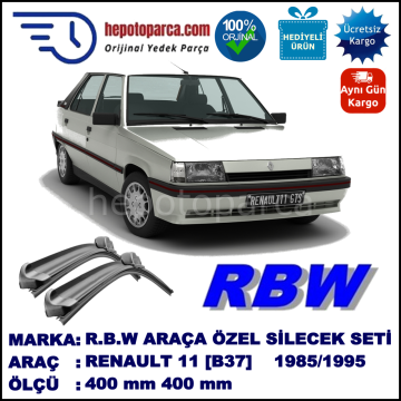 RENAULT 11 [B37] 01.85-03.95 400 / 400 mm. RBW Muz Silecek Seti  2'li Takım. U Kanca Uyumludur.