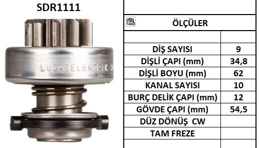 SDR1111 MARŞ DİŞLİSİ 9DİŞ LOMBARDİNİ 672 673 İVECO DAILY 1647 838 131475 9003336282 10108380