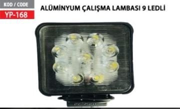 YP-168 YM ALEMİNYUM ÇALIŞMA OTO AYDINLATMA  9 LEDLİ KARE