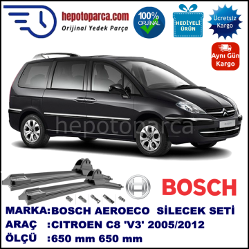 CITROEN C8 [V3] 08.2005-..., 650 / 650 mm. BOSCH AEROECO Aparatlı Muz Silecek