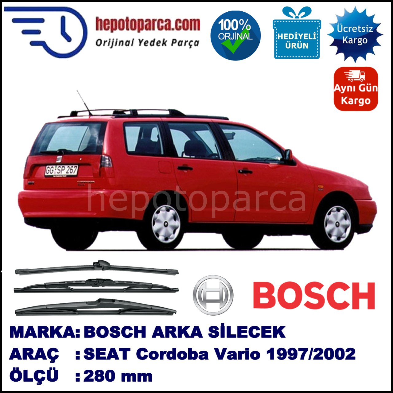SEAT Cordoba Vario [6K5] 280 mm 04.1997-12.2002 BOSCH Arka Silecek
