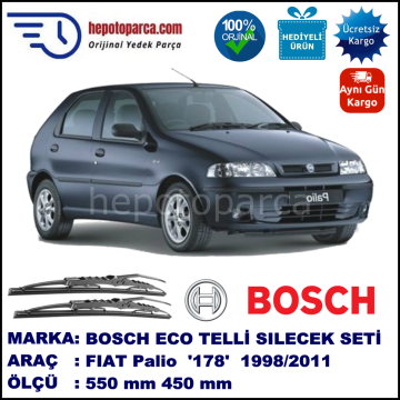 FIAT Palio [178..] 03.98-... 550 / 450 mm. BOSCH ECO Telli Silecek 2'li Takım