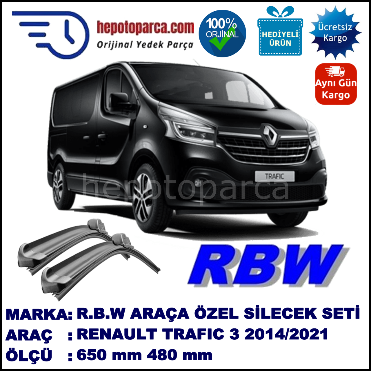 RENAULT  TRAFIC 3 MUZ SİLECEK TAKIMI RBW ARACA ÖZEL (2014→)