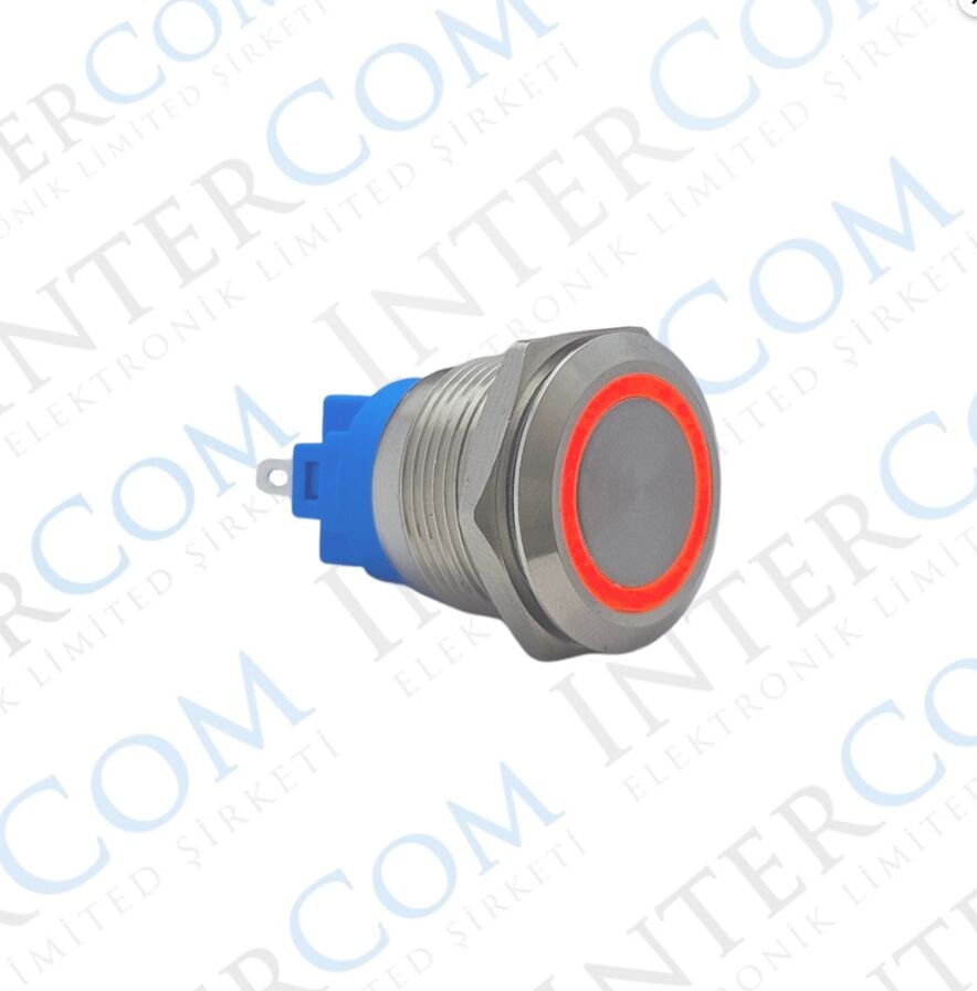 E56 19MM METAL BUTON YAYLI 12-24V KIRMIZI LED  1NO/1NC