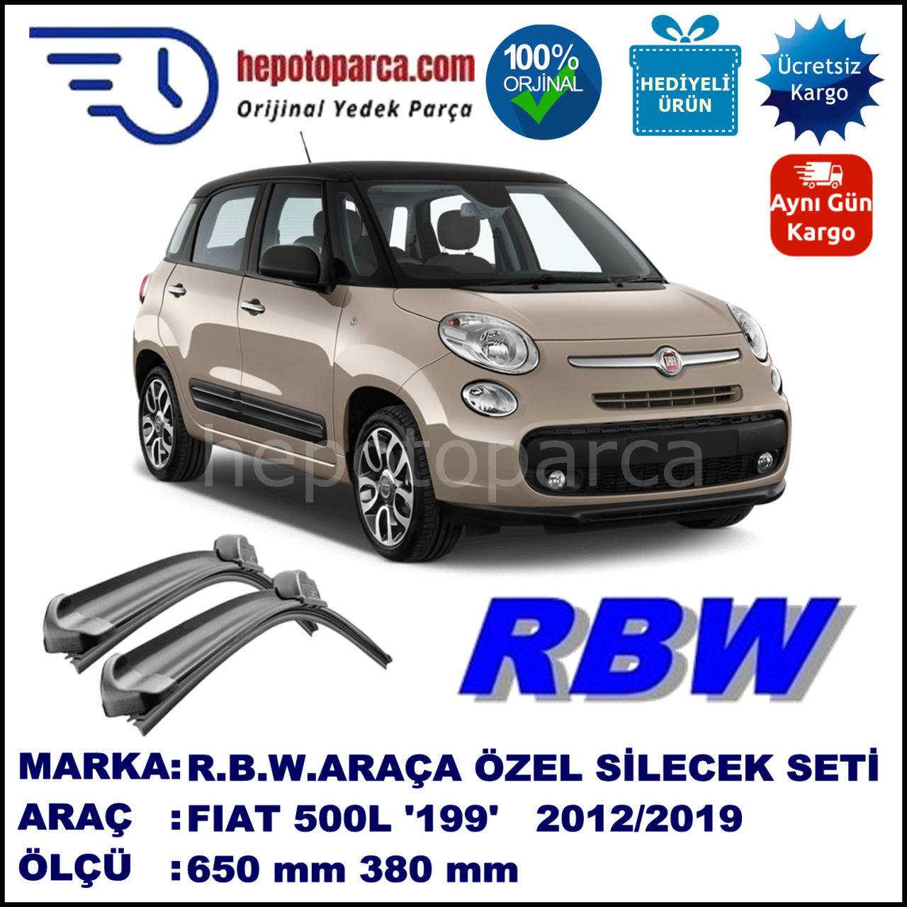 FIAT 500L MUZ SİLECEK TAKIMI RBW ARACA ÖZEL  (2012→)