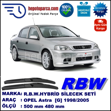 OPEL Astra [G] 03.98-01.05 500 / 480 mm. RBW Hybrid Silecek Seti. U Kanca Uyumlu Hibrit