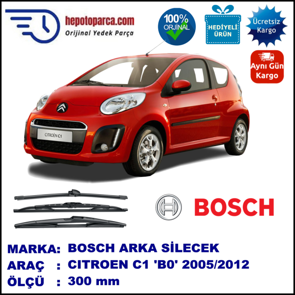 CITROEN C1 [B0] 300 mm 06.2005-... BOSCH Arka Silecek
