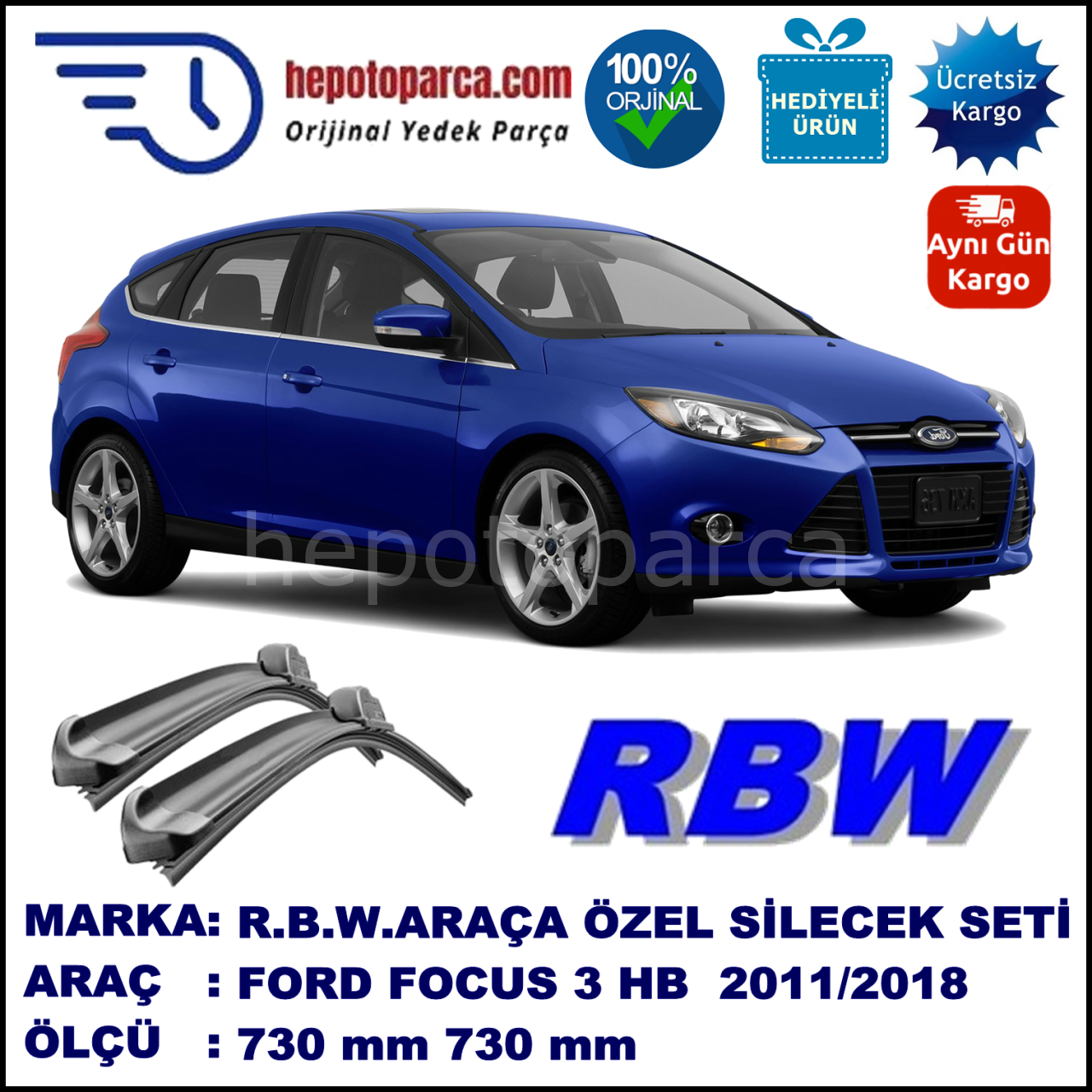 FORD FOCUS 3 HB/SEDAN MUZ SİLECEK TAKIMI RBW ARACA ÖZEL (2011-2018)