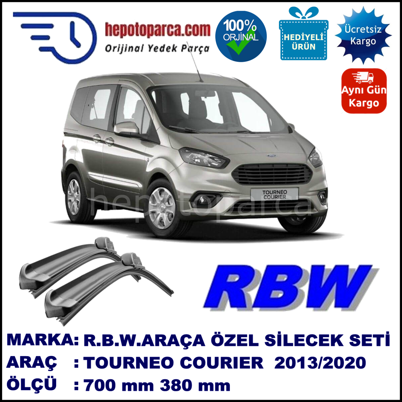 FORD TOURNEO COURIER MUZ SİLECEK TAKIMI RBW ARACA ÖZEL (2013→)