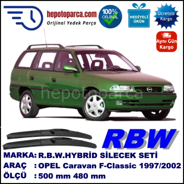 OPEL Astra Classic Caravan [F-Classic] 09.97-08.02 500 / 480 mm. RBW Hybrid Silecek Seti. U Kanca Uyumlu Hibrit