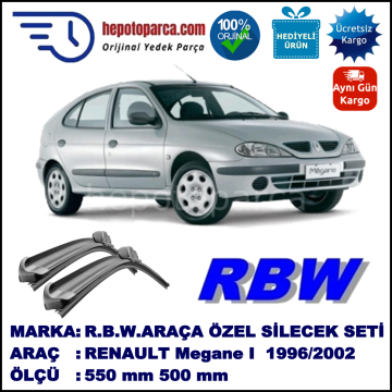 RENAULT Megane I [X64] 01.96-10.02 550 / 500 mm. RBW Muz Silecek Seti  2'li Takım. U Kanca Uyumludur.