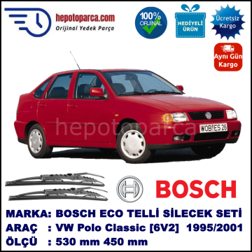 VW Polo Classic [80] 10.90-09.94 400 / 400 mm. BOSCH ECO Telli Silecek 2'li Takım