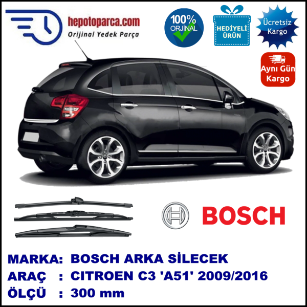 CITROEN C3 [A51] 300 mm 09.2009-... BOSCH Arka Silecek