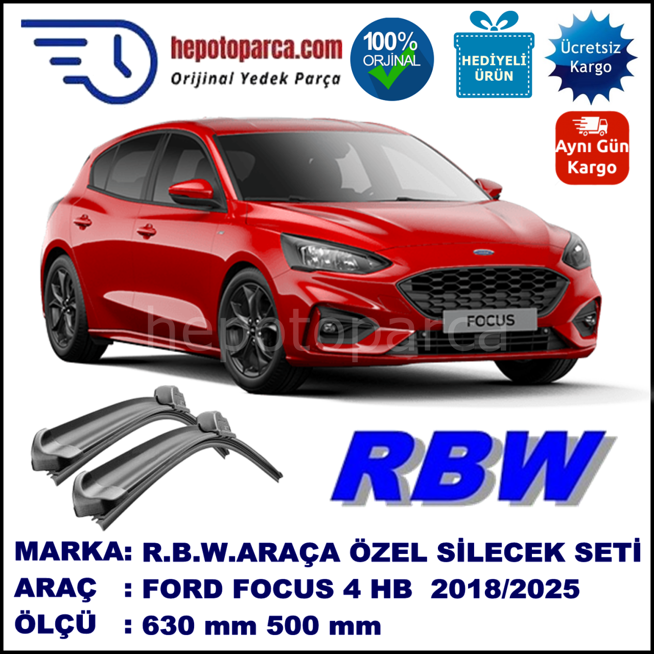 FORD FOCUS 4 HB/SEDAN MUZ SİLECEK TAKIMI RBW ARACA ÖZEL (2018→)