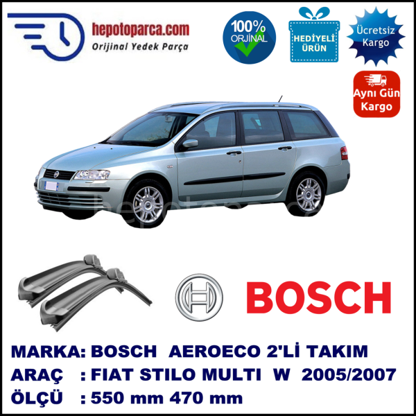 FIAT Stilo Multi Wagon [192..] 07.2005-12.2007, 550 / 470 mm. BOSCH AEROECO Aparatlı Muz Silecek