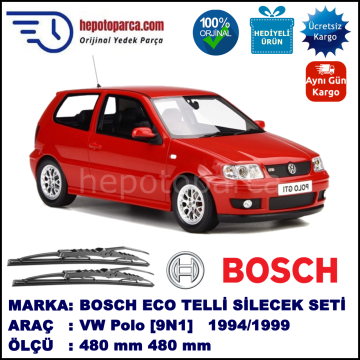 VW Polo [6N1] 10.94-12.99 480 / 480 mm. BOSCH ECO Telli Silecek 2'li Takım