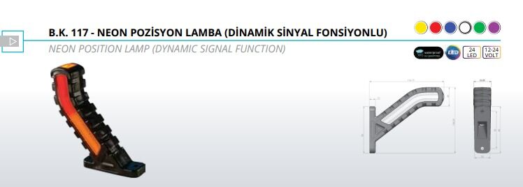 BK 117 NEON POZİSYON LAMBA DİNAMİK SİNYAL  boynuz lamba