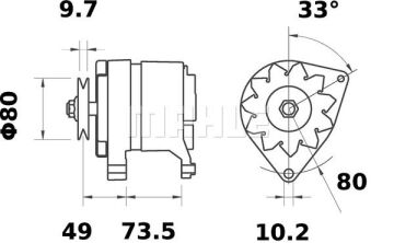 MG 123 Z1660 14V 33A LETRİKA MAHLE ISKRA MG123 72735122 11201037500 BOSCH 0120339515 DELCOREMY DRA0120 3838922050028  0004257074  77250410  4275283  4998353 C000900010010