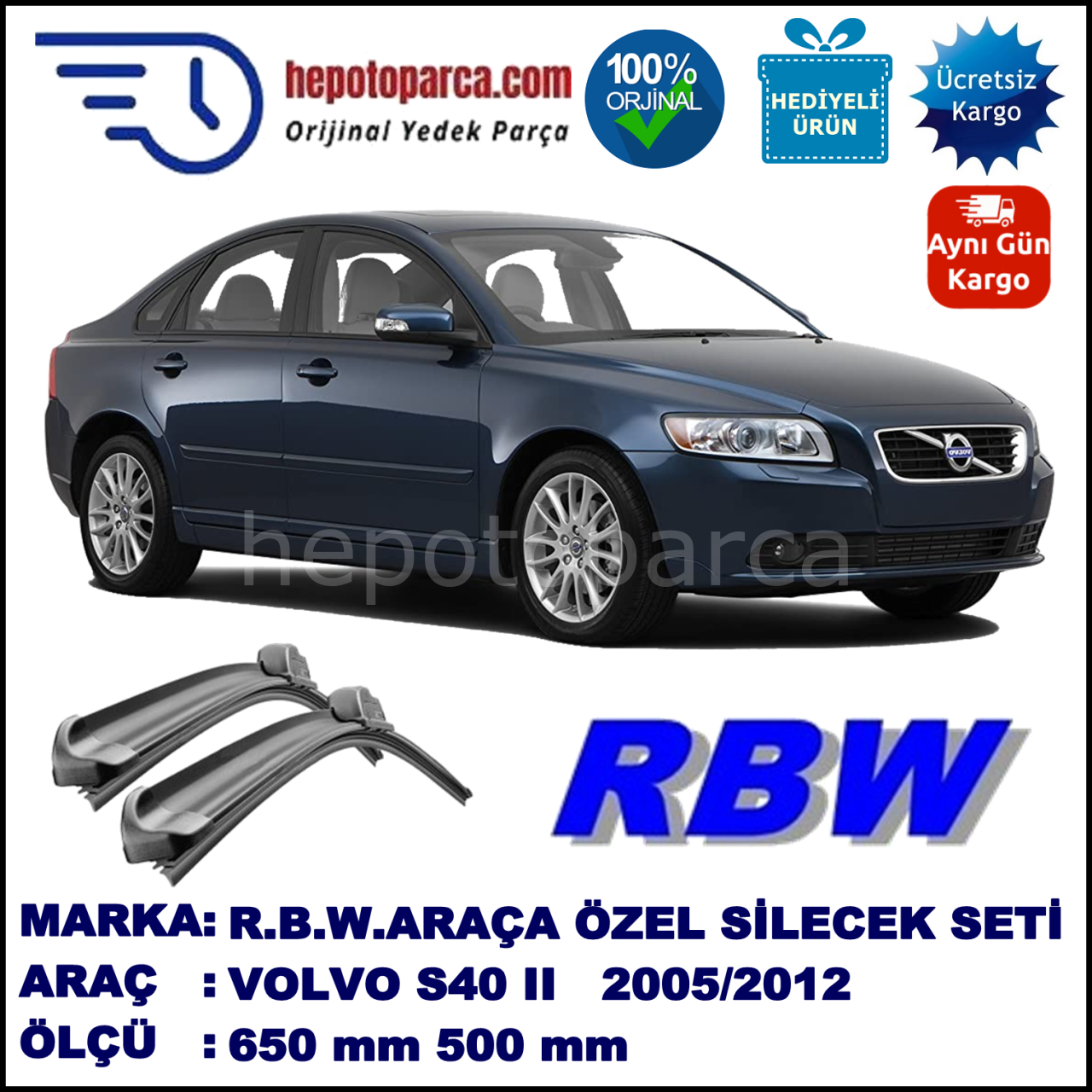 VOLVO S40 2 MUZ SİLECEK TAKIMI RBW ARACA ÖZEL (2005-2012)