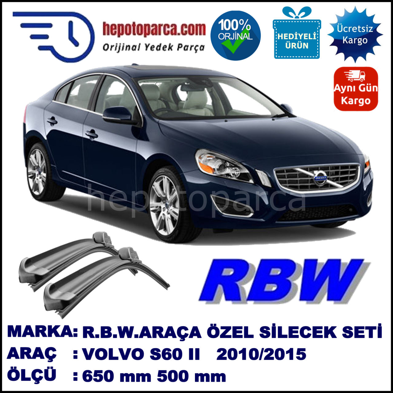 VOLVO S60 2 MUZ SİLECEK TAKIMI RBW ARACA ÖZEL (2010→)