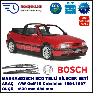 VW Golf III Cabriolet [1E7] 09.93-04.98 530 / 480 mm. BOSCH ECO Telli Silecek 2'li Takım
