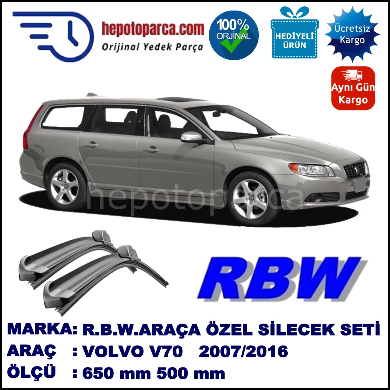 VOLVO V70 3 MUZ SİLECEK TAKIMI RBW ARACA ÖZEL (2007→)