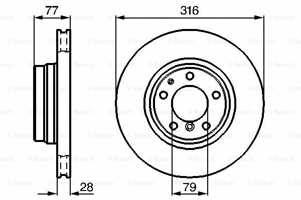 Fren Diski, Ön, [316,0 /28,0-26,4 mm]BMW 728 i,iL 199509 - 200110; 735 i,iL 199409 - 200110; 730 d 199808 - 200112; 725 tds 199601 - 200012; 730 i,iL 199406 - 199612 BMW 34116757752; BMW 341