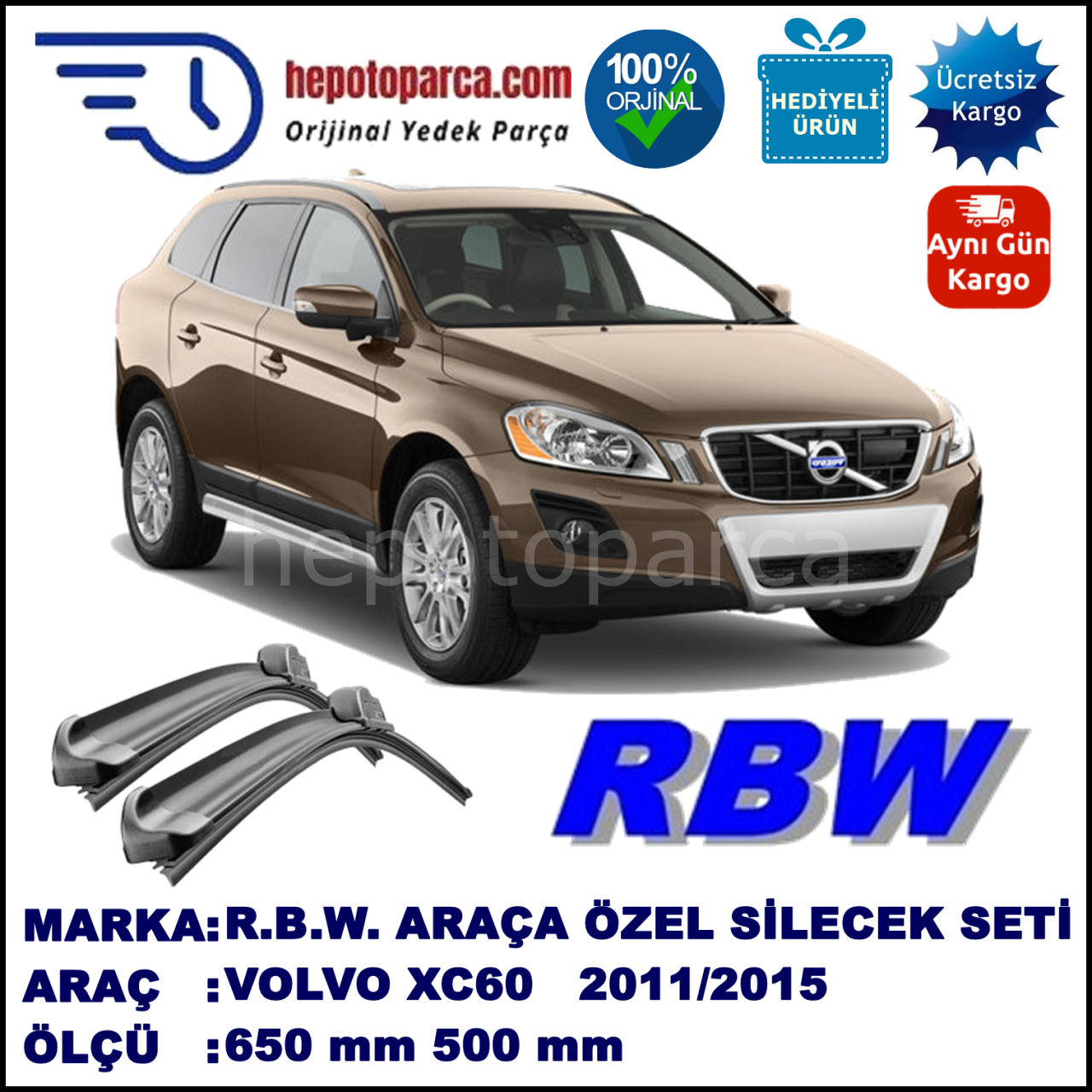 VOLVO XC60 1 MUZ SİLECEK TAKIMI RBW ARACA ÖZEL (2009-2017)