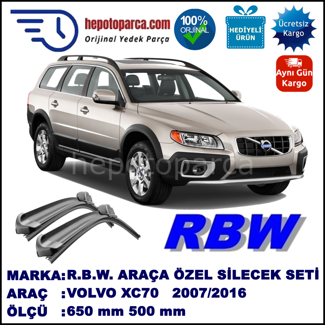 VOLVO XC70 2 MUZ SİLECEK TAKIMI RBW ARACA ÖZEL (2007-2016)