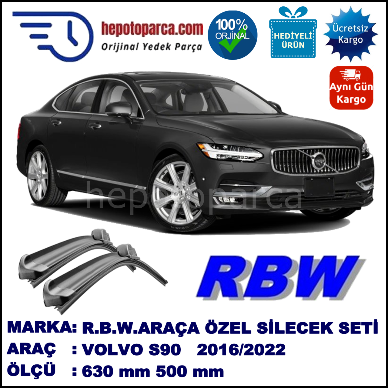 VOLVO S90 2 MUZ SİLECEK TAKIMI RBW ARACA ÖZEL (2016→)