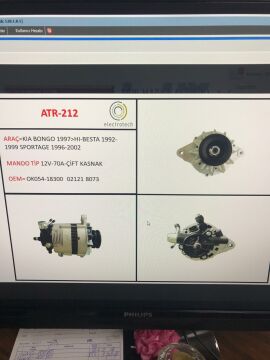 ATR 212 ALTERNATÖR12V 70A ÇİFT KASNAK KIA BONGO  1997>  HI BESTA 1992 1999 SPORTAGE 1996 2002 MANDO TİP  ALT 920 ALT 915 ALT 600 MAZDA 2200 OK054 18300 02121 8073