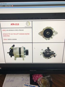 ATR 213 ALTERNATÖR 12V 70A ÇİFT KASNAK DIŞTAN  SOĞUTMA KIA BONGO CERES PREGIO HITACHI TİP ALT 920 ALT 915  OK054 18300B