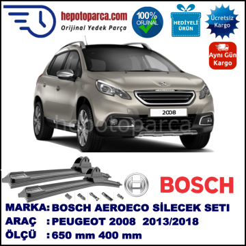 PEUGEOT 2008  03.2013-..., 650 / 380 mm. BOSCH AEROECO Aparatlı Muz Silecek