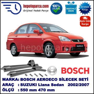 SUZUKI Liana Sedan  04.2002-12.2007, 550 / 470 mm. BOSCH AEROECO Aparatlı Muz Silecek