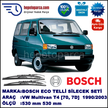 VW Multivan T4 [70, 7D] 09.90-06.03 530 / 530 mm. BOSCH ECO Telli Silecek 2'li Takım