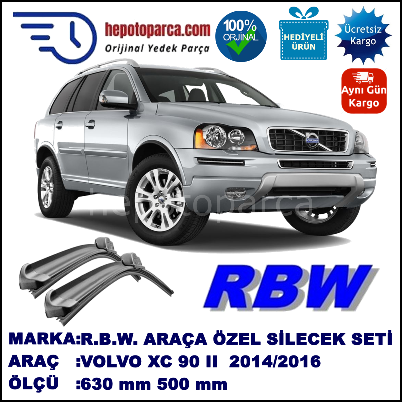 VOLVO XC90 2 MUZ SİLECEK TAKIMI RBW ARACA ÖZEL (2014→)