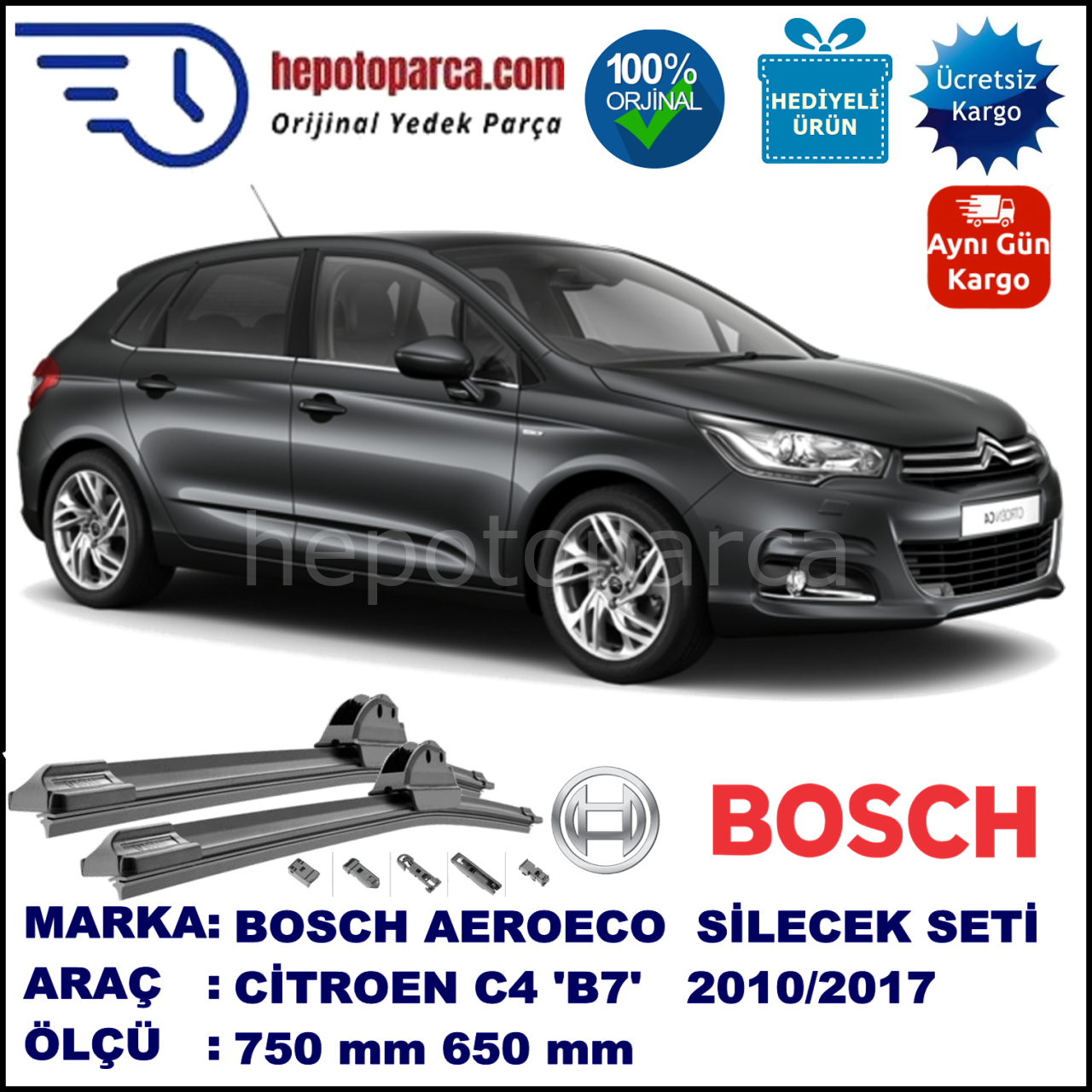CITROEN C4 [B7] 09.2010-… 750/650 mm Bosch Aerotwin Araca Özel Silecek