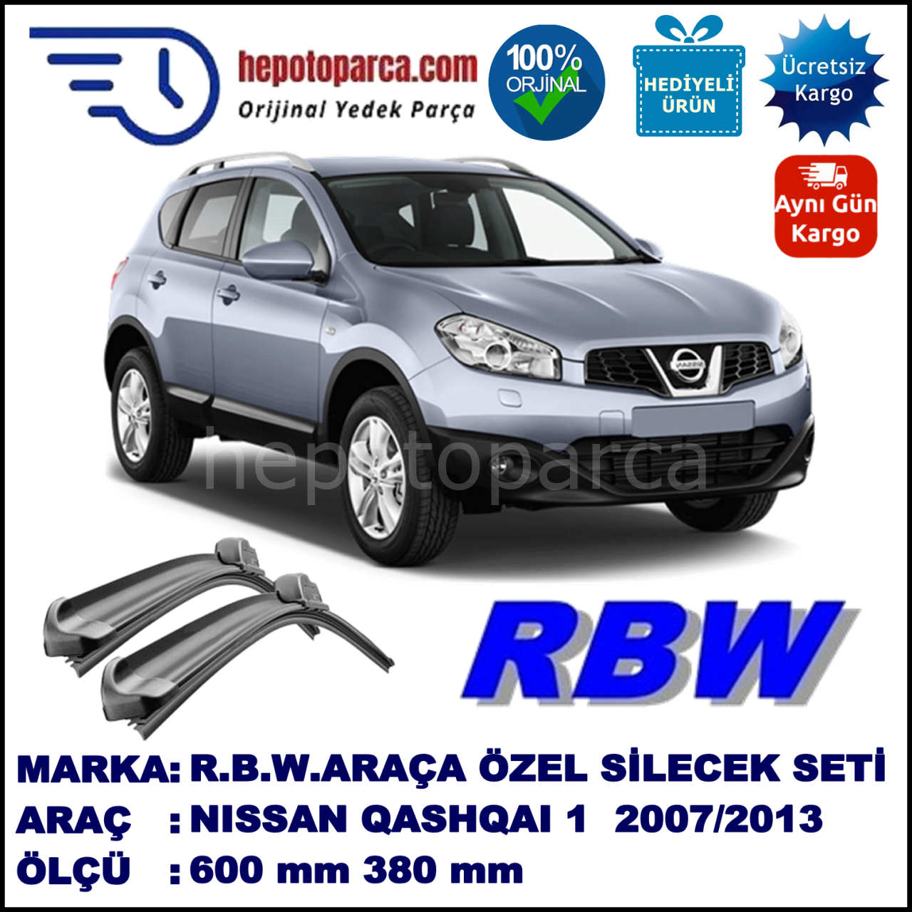 NISSAN QASHQAI 1 MUZ SİLECEK TAKIMI RBW ARACA ÖZEL (2007-2013)