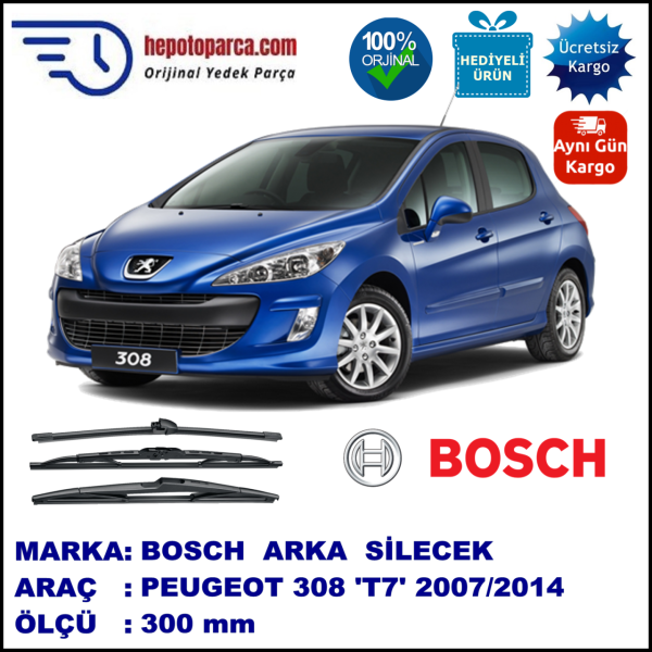 PEUGEOT 308 [T7] 300 mm 09.2007-... BOSCH Arka Silecek