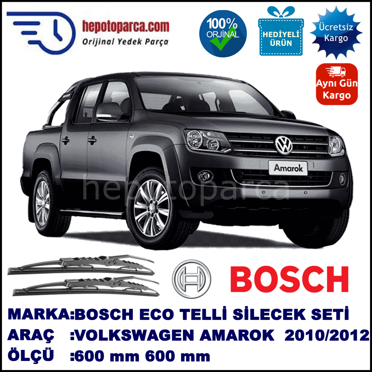 VW Amarok  [2H] 09.10-04.12 600 /  mm. BOSCH ECO Telli Silecek 1 Adet