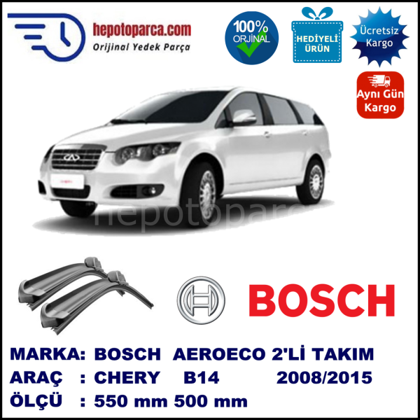 CHERY B14  03.2008-..., 550 / 500 mm. BOSCH AEROECO Aparatlı Muz Silecek
