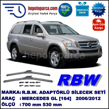 MERCEDES-BENZ Serie GL [164] 02.2006-..., 700 / 530 mm.  RBW  ADAPTÖRLÜ MUZ SİLECEK SETİ