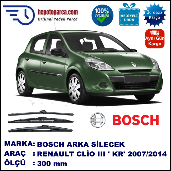 RENAULT Clio III [BR/CR] 300 mm 06.2007-... BOSCH Arka Silecek